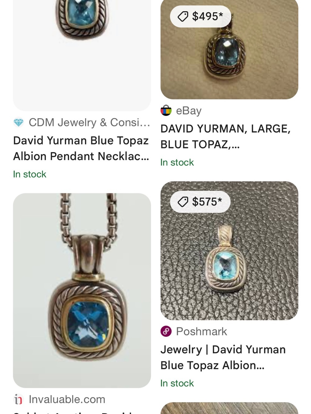 David Yurman Blue Topaz Cable Frame Pendant Necklace - Blue Silver - Picture 7 of 7